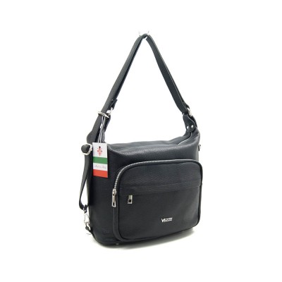 Женская кожаная сумка-рюкзак VEZZE 2407 черная Женская кожаная сумка-рюкзак VEZZE 2407 черная