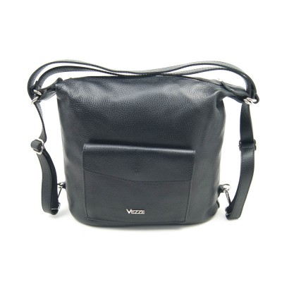 Женская кожаная сумка-рюкзак VEZZE 2406 черная Женская кожаная сумка-рюкзак VEZZE 2406 черная