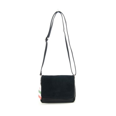 Женская кожаная сумка VEZZE 2582 черная с замшей