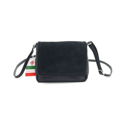 Женская кожаная сумка VEZZE 2582 черная с замшей