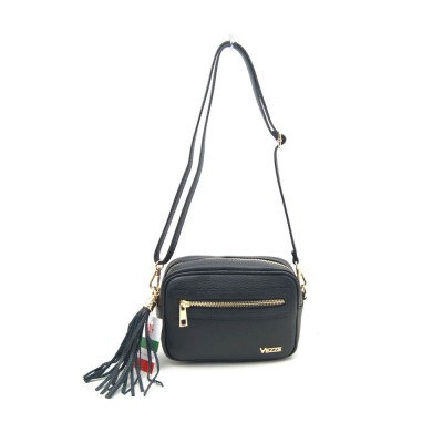Женская кожаная сумка кросс-боди VEZZE 2387 черная